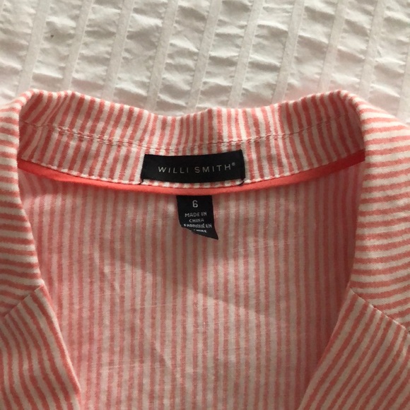 Linen Salmon and White Striped Blazer-style Jacket - Picture 2 of 5